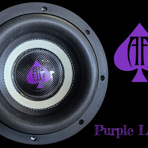 Audio Ace Speaker with a purple logo and text on a black background