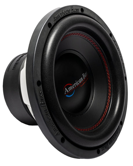 American Bass DX 10' Subwoofer, black with red and gray accents, designed for car audio systems.