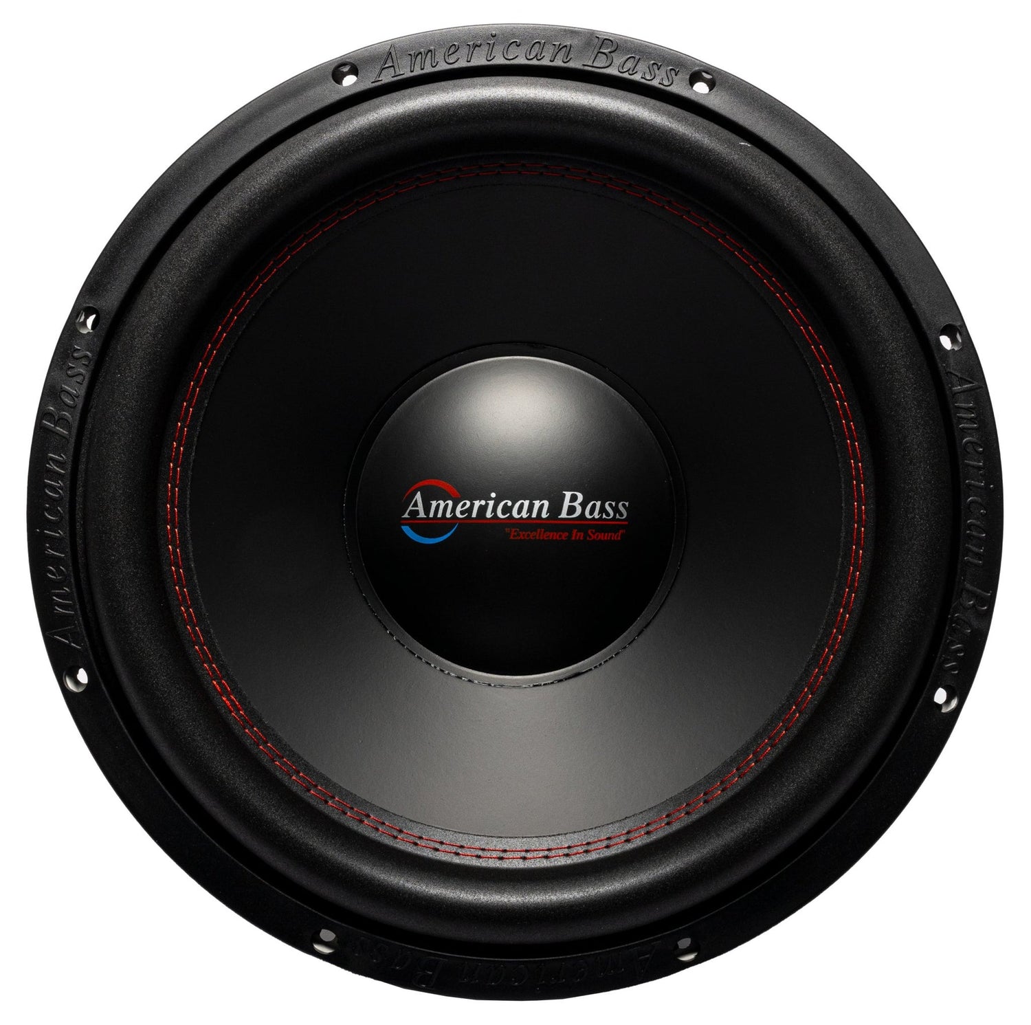 American Bass DX 15" Subwoofer, black with red and white accents, designed for car audio systems.