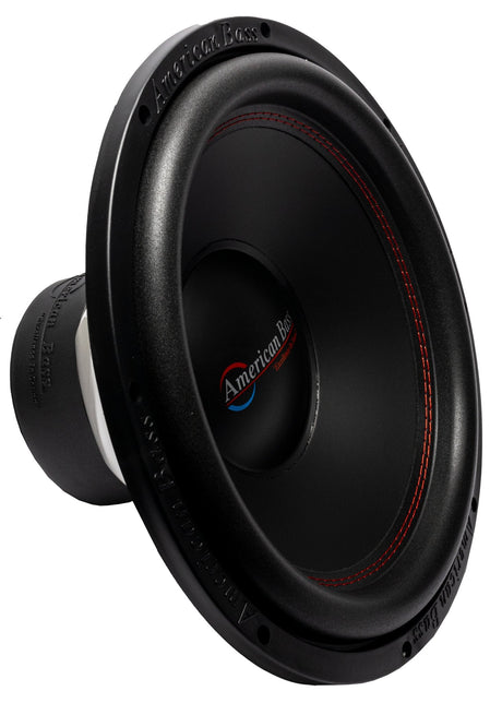American Bass DX 15" Subwoofer, black with red and white accents, designed for car audio systems.