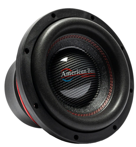 American Bass HAWK 10 inch Competition Subwoofer in black with red stitching, designed for car audio systems.