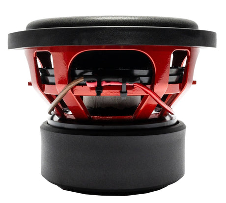 American Bass HAWK 10 inch Competition Subwoofer in black with red stitching, designed for car audio systems.