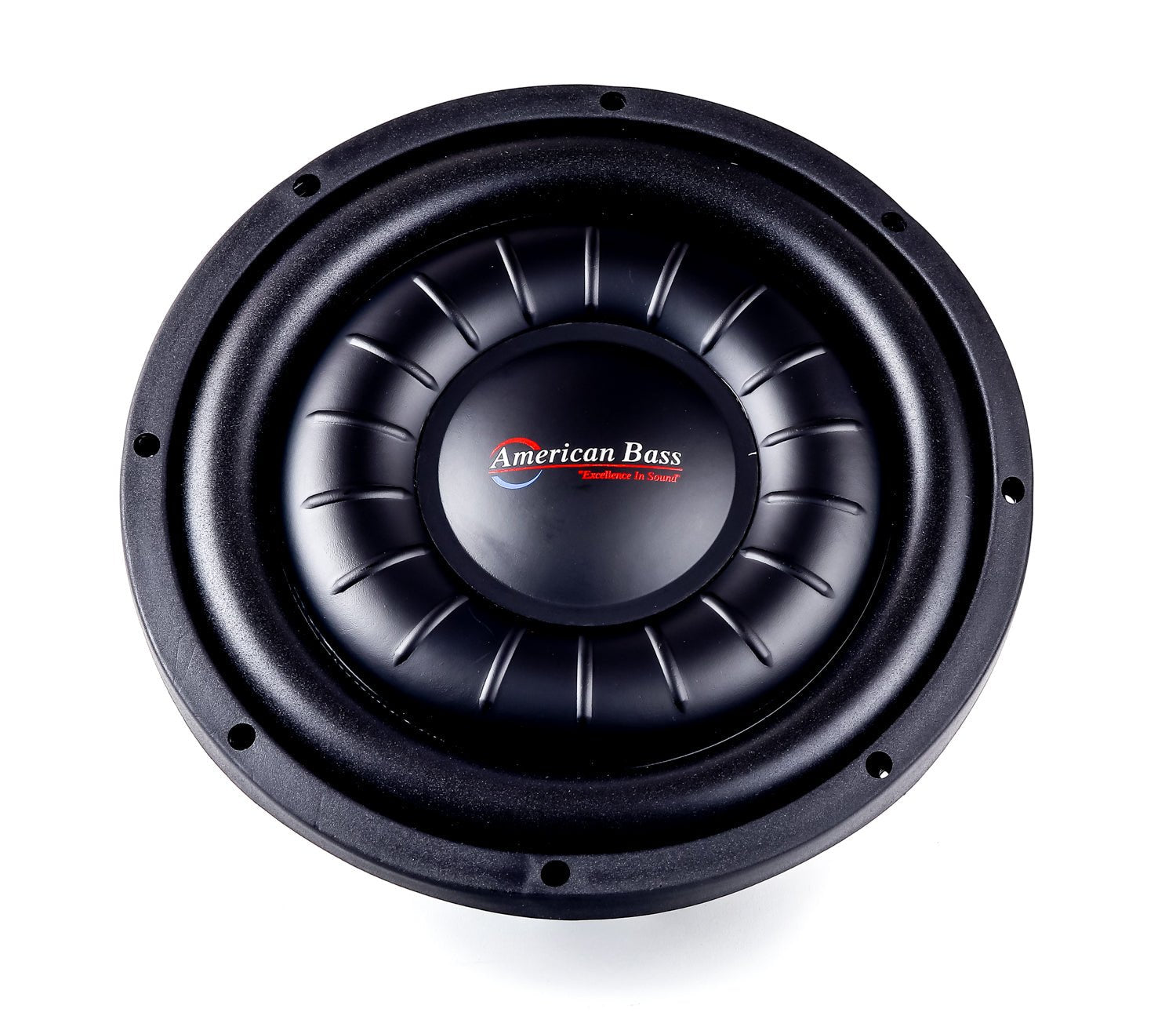 An American Bass Hawk 10” Slim Subwoofer, showing a round, black speaker with a central dome and the brand logo at the top.