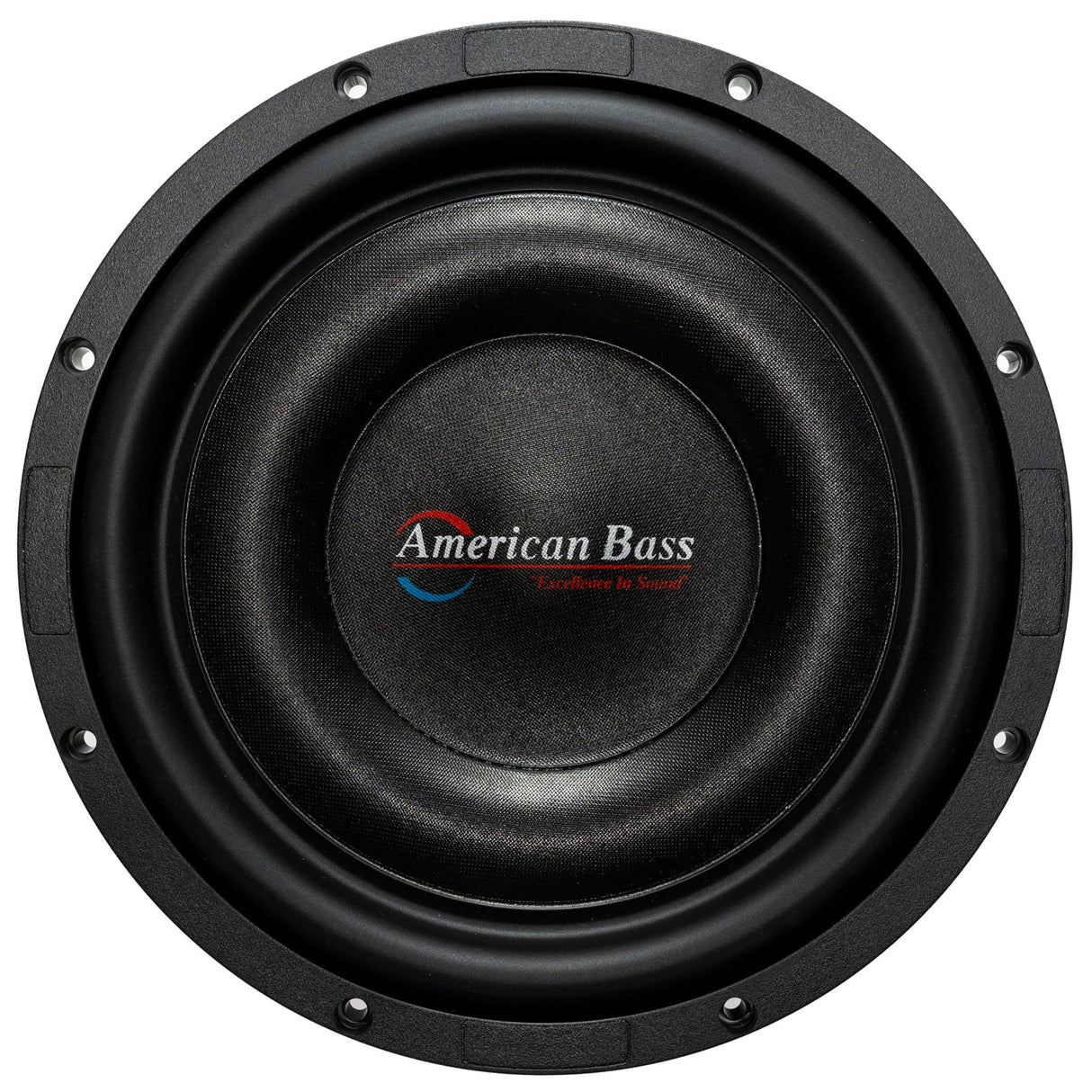 An American Bass Titanium 10" Slim Subwoofer with a black and white color scheme.