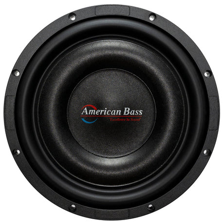 An American Bass Titanium 10" Slim Subwoofer with a black and white color scheme.