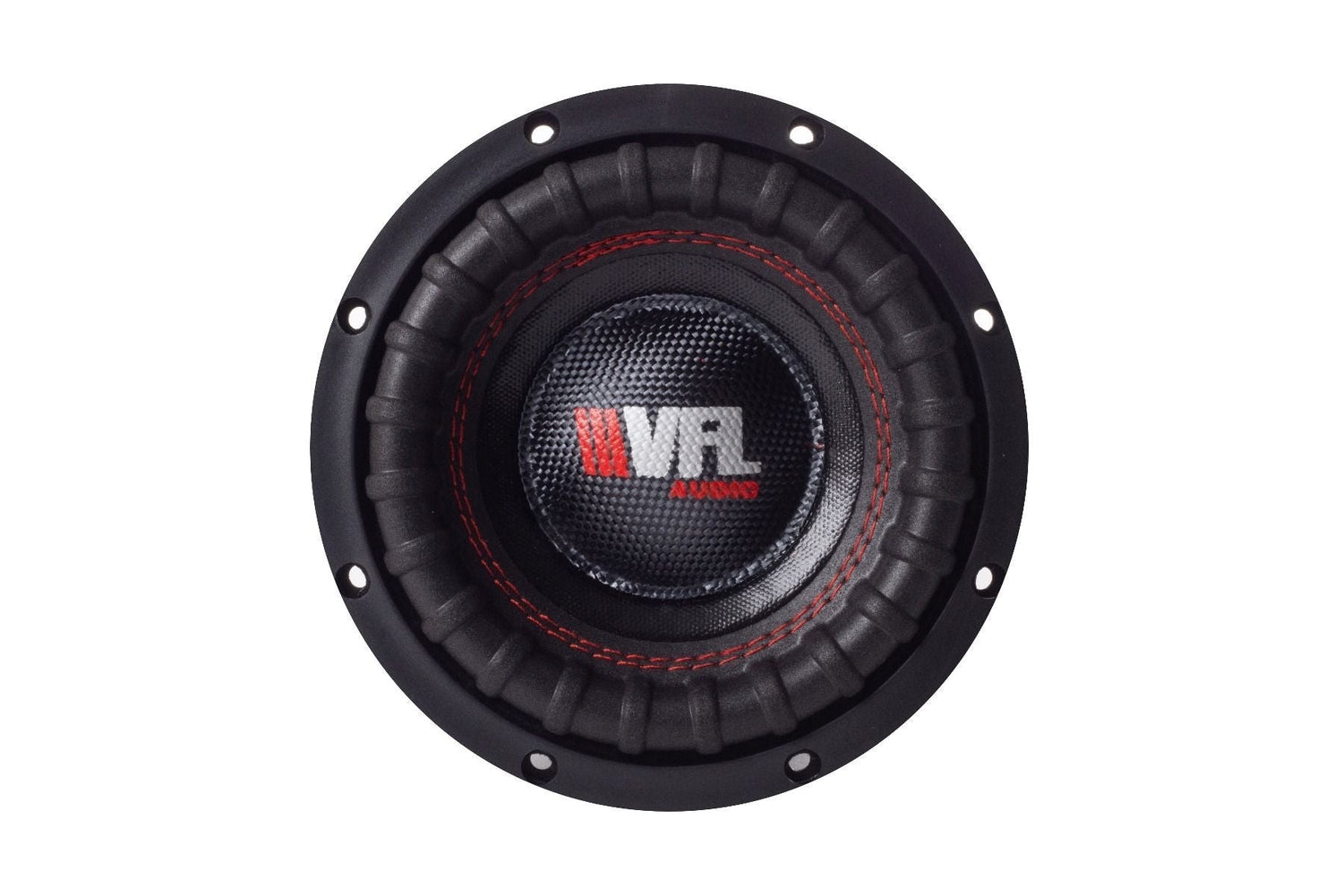 American Bass VFL 6.5" Subwoofer with a black and red color scheme, showing the front view with the brand logo and voice coil visible.