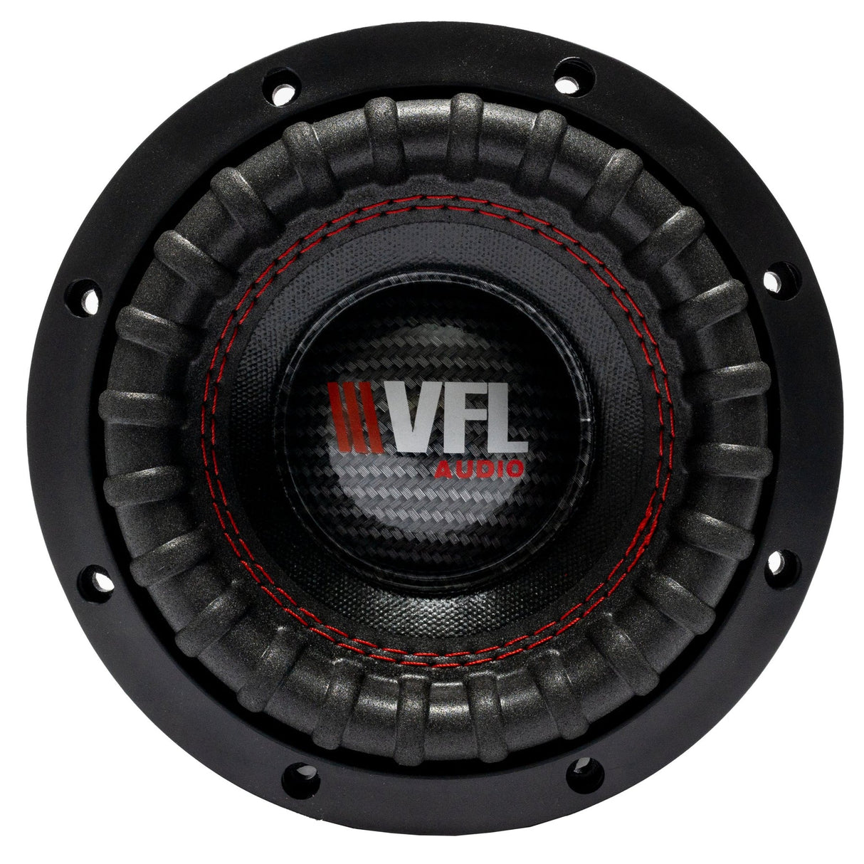 American Bass VFL 6.5" Subwoofer with a black and red color scheme, showing the front view with the brand logo and voice coil visible.
