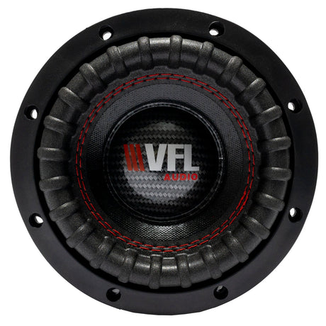 American Bass VFL 6.5" Subwoofer with a black and red color scheme, showing the front view with the brand logo and voice coil visible.