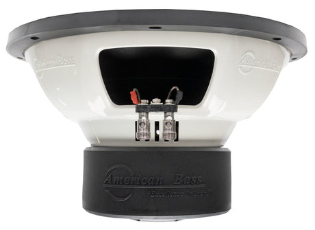American Bass XD 12-inch subwoofer with a black frame and red accents.