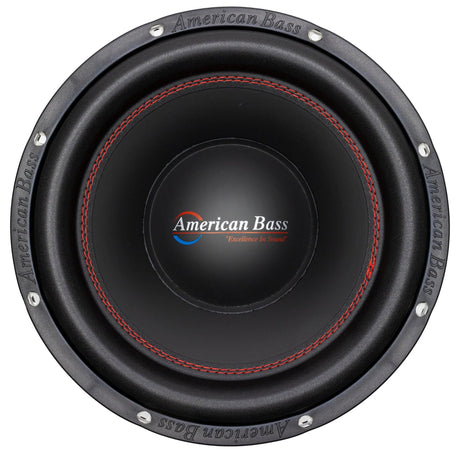 American Bass XD 12-inch subwoofer with a black frame and red accents.