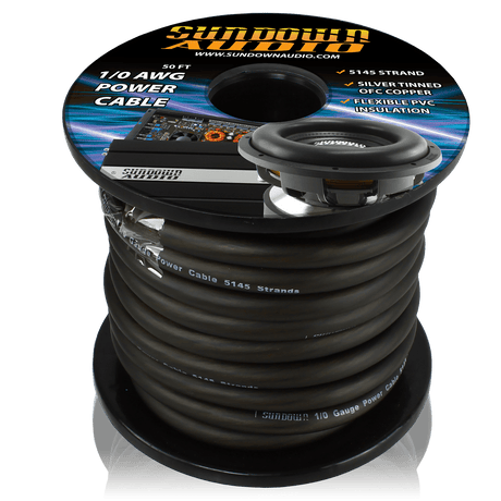 1/0 BLACK 50' Tinned OFC Oxygen Free Copper Power Cable