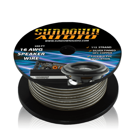 16 Gauge Silver/Black 200' Tinned OFC Oxygen Free Copper Speaker Wire