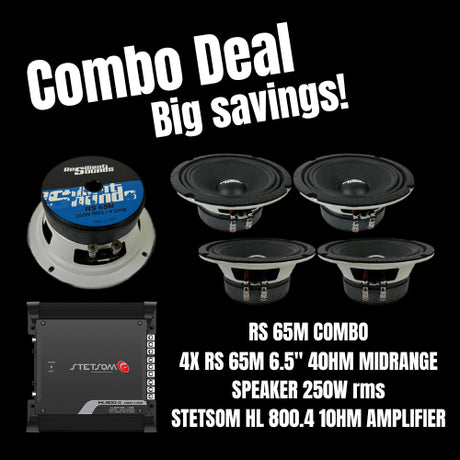 Resilient Sounds & Stetsom speaker/amplifier combo (4 65Ms & HL 800.4)