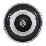 Audio Ace Subwoofer top view show the surround and cone with the Audio Ace Logo
