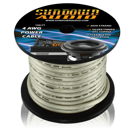 4 Gauge SILVER 100' Tinned OFC Oxygen Free Copper Power Cable