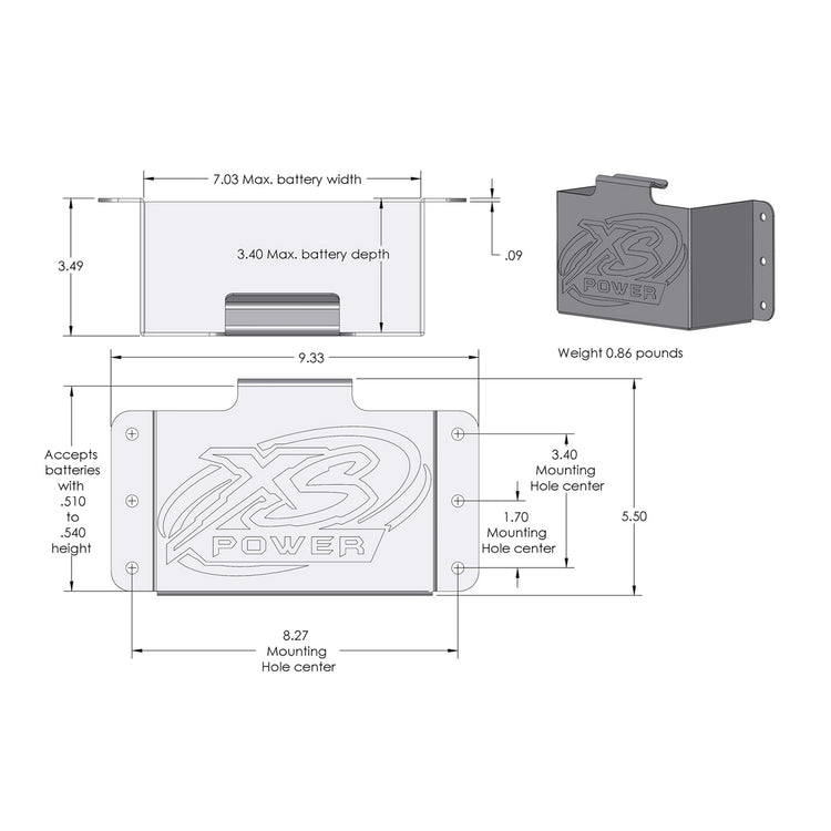 XS Power 
										512 - 680 Side Mount
									 Battery