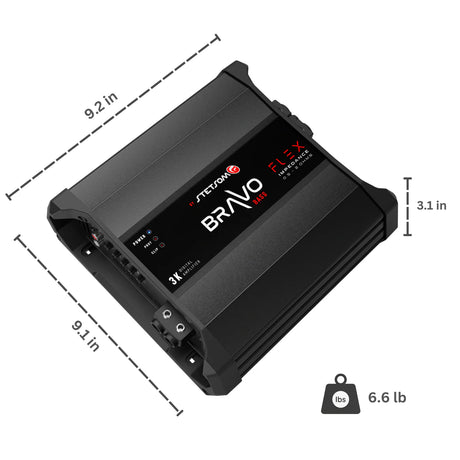 Stetsom Bravo Bass Flex 3k  with dimensions and weight displayed