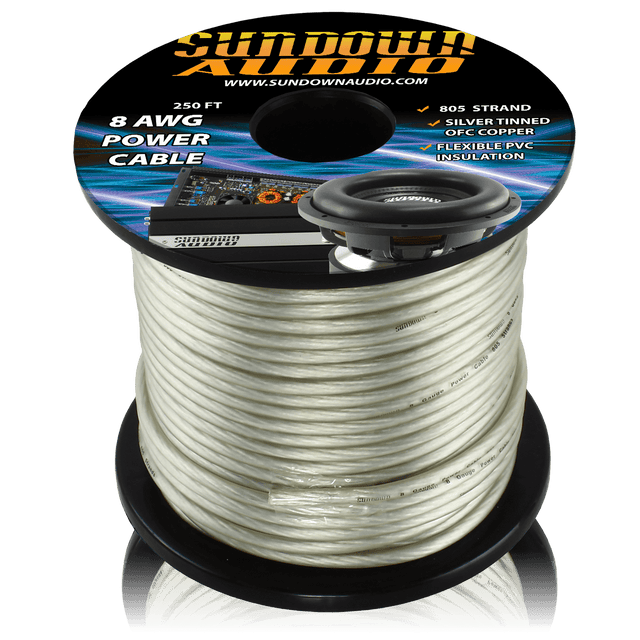 8 Gauge SILVER 250' Tinned OFC Oxygen Free Copper Power Cable