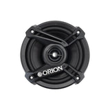 Alt text: Front view of the Orion CB52 5.25" speaker showcasing its smooth black cone, integrated tweeter, and mounting holes for easy installation.

