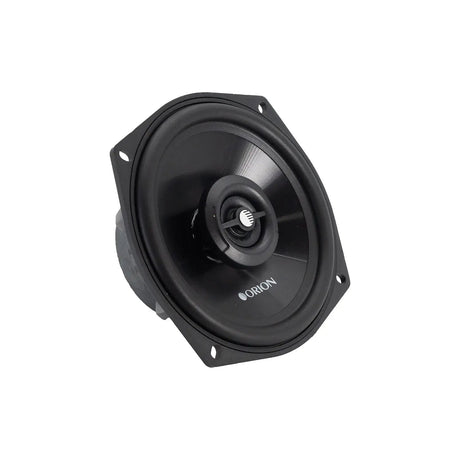 Angled side view of Orion CB52 5.25" speaker showing the clean finish of the cone, integrated tweeter, and magnet housing.