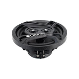Top-down perspective of the Orion CB653 with grille on, highlighting its aggressive frame design and integrated tweeter guard for durability and style.

