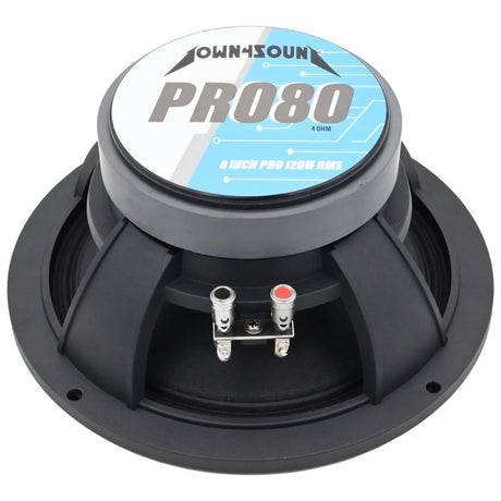 DOWN4SOUND D4S-PRO804 - 8" Pro Audio Driver - 120W RMS, 4 Ohm High-Performance Midrange Speaker
