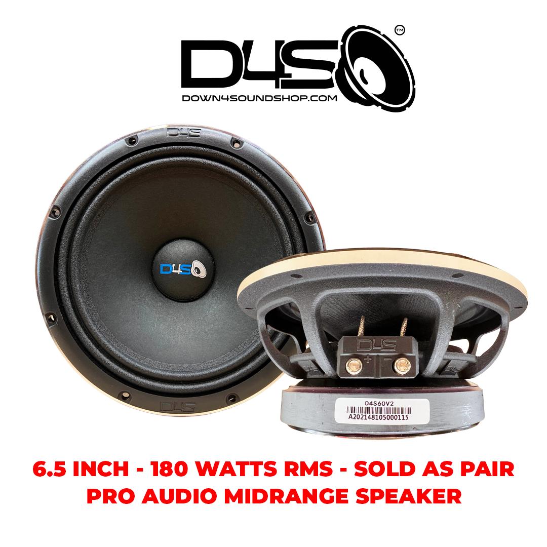 DOWN4SOUND PRO AUDIO 6.5" D4S-60 V2 Midrange Speaker | 180W RMS | 4 OHM - PAIR