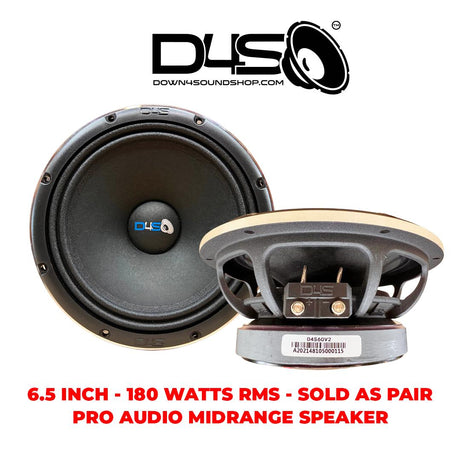 DOWN4SOUND PRO AUDIO 6.5" D4S-60 V2 Midrange Speaker | 180W RMS | 4 OHM - PAIR