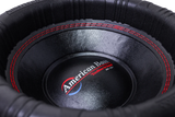 Close-up of the 'American Bass' HD subwoofer. 