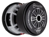 American Bass VFL Comp Signature 12-inch subwoofer, black with a carbon fiber paperback cone and red and white brand logo in the center.